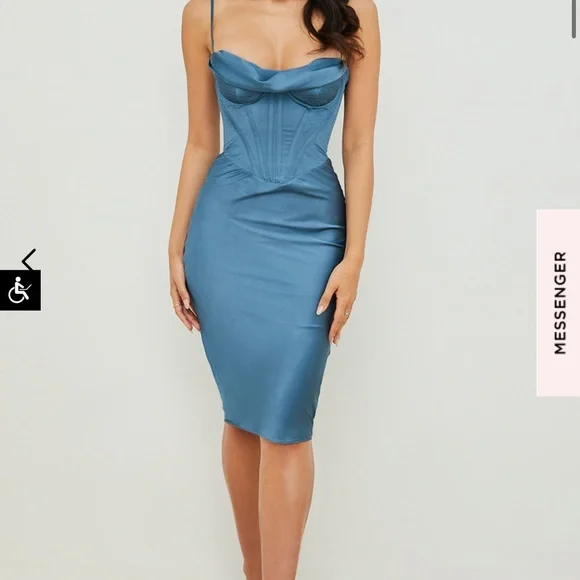 House of CB | Dresses | House Of Cb Myrna Aegean Blue Corset Midi Dress |  Poshmark